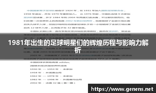 1981年出生的足球明星们的辉煌历程与影响力解析